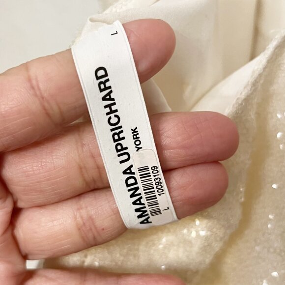 Amanda Uprichard | Kimball Cream Cowl Neck Sequin Top | L - Picture 12 of 15